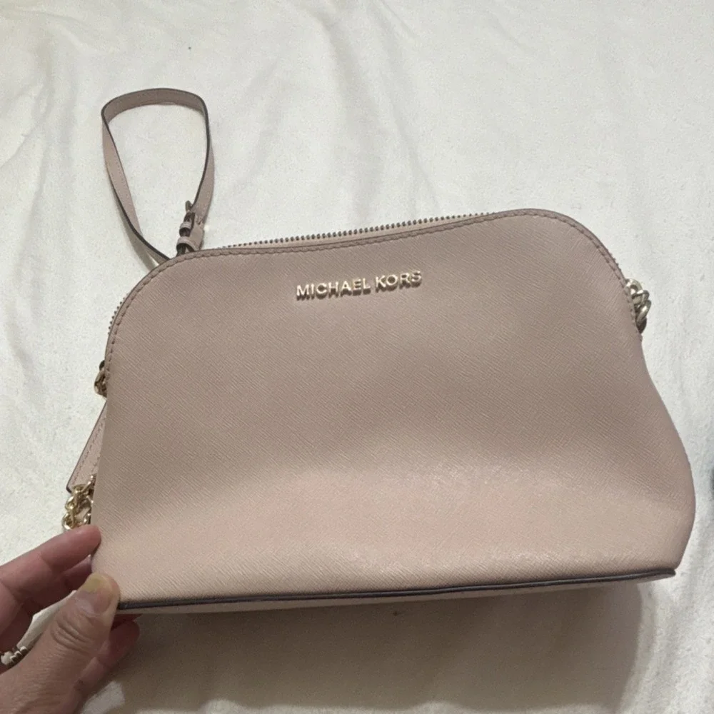 Michael Kors Women's Pink Crossbody Bag Gold Hardware Zip Closure